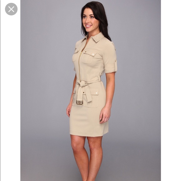 michael michael kors roll sleeve belted shirt dress